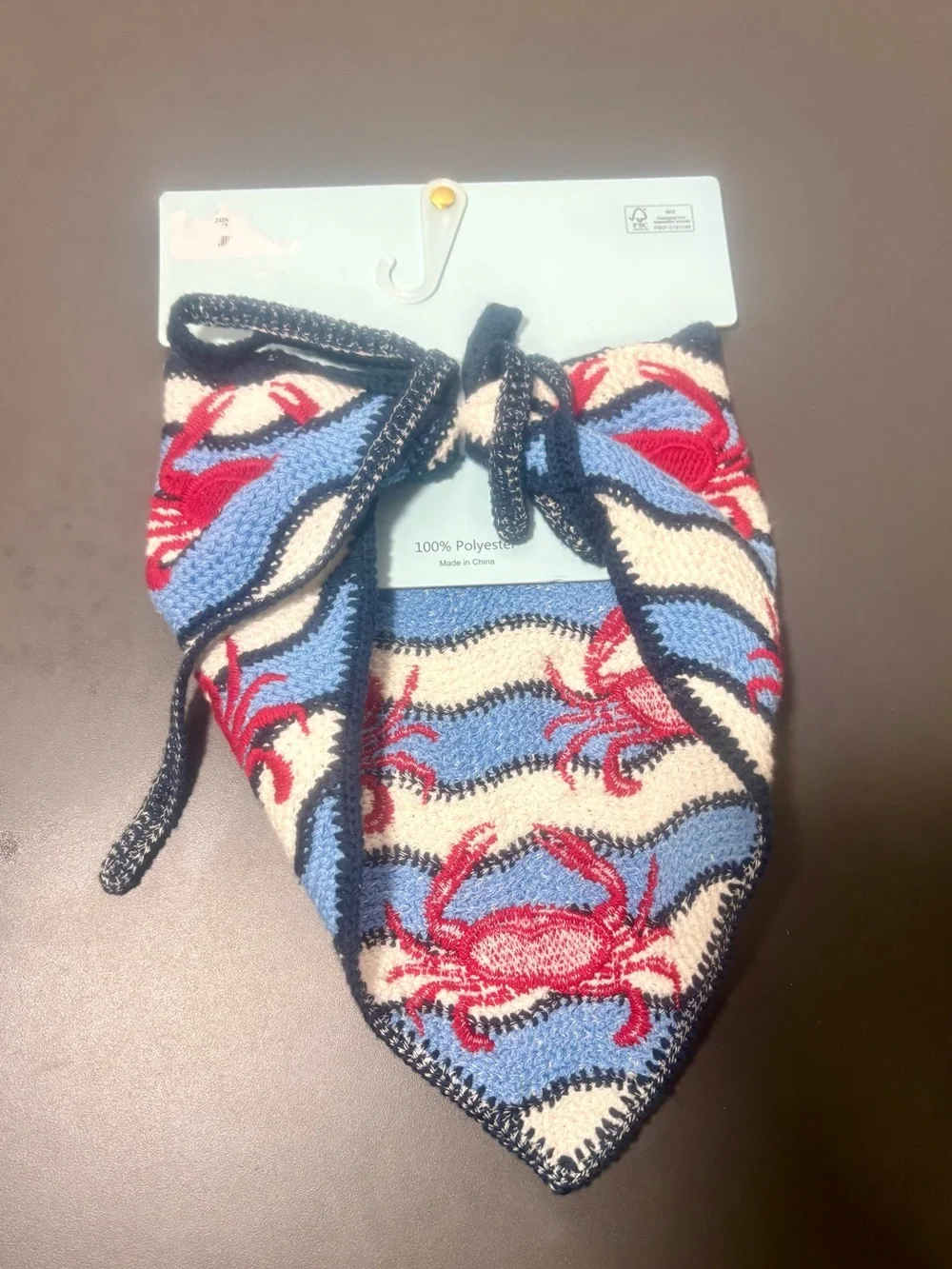 PIPER K Blue & Cream Crab Knit Bandana Hair